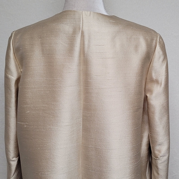 50s Rare Vintage Cream Peach Raw Silk Satin Knit Boxy Frog Clasp Opera Coat - Picture 11 of 14